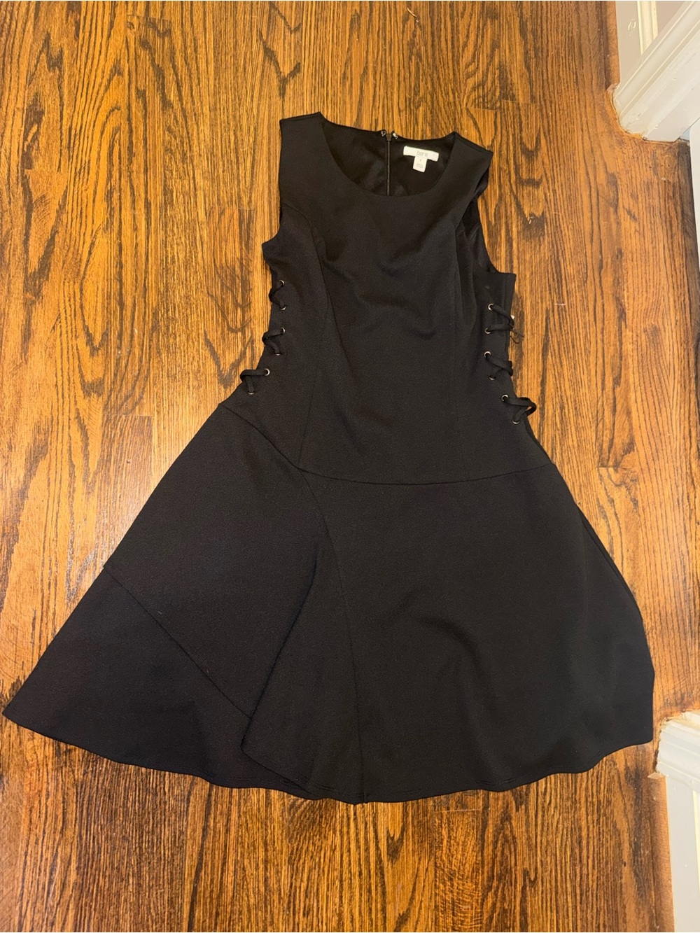 Bar III Black Sleeveless Lace-Up Fit & Flare Dress
